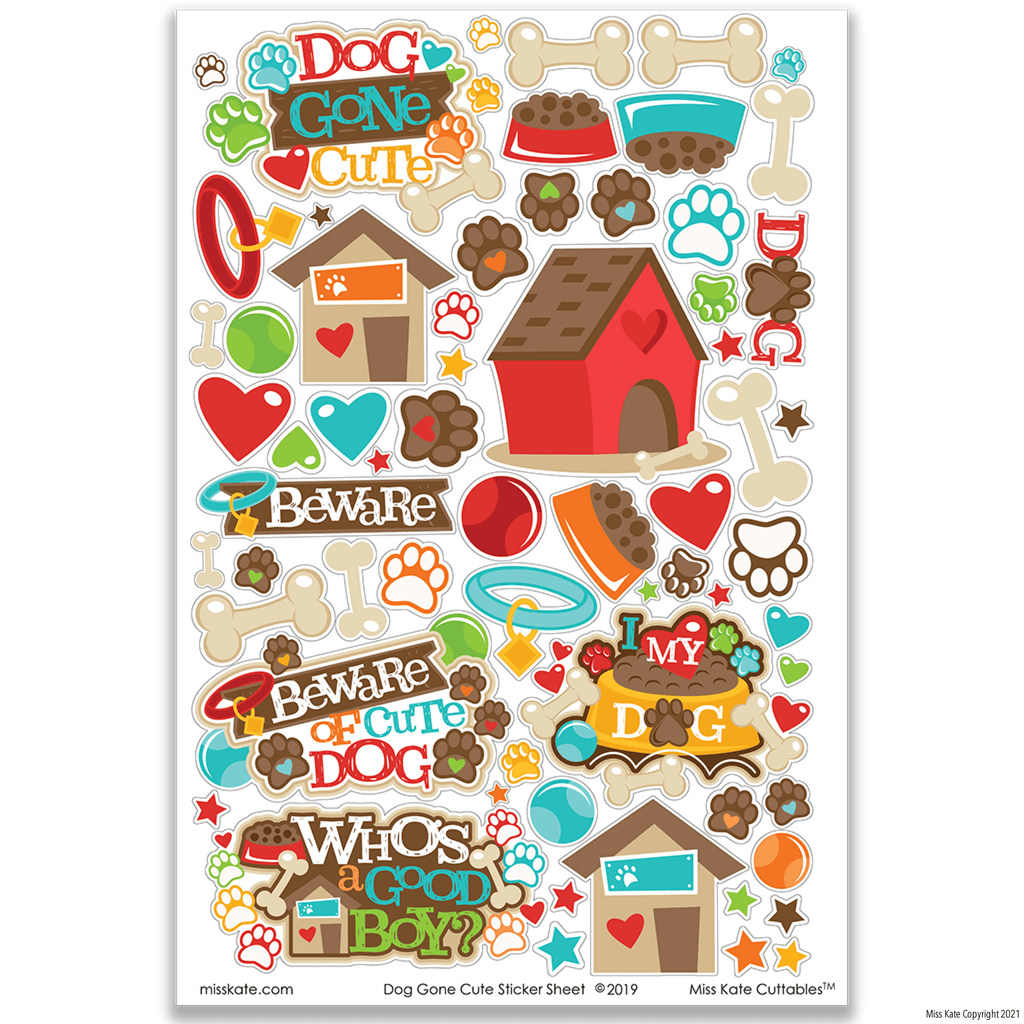 Dog Gone Cute - Sticker Sheet Stickers Pets, planner – MISS KATE